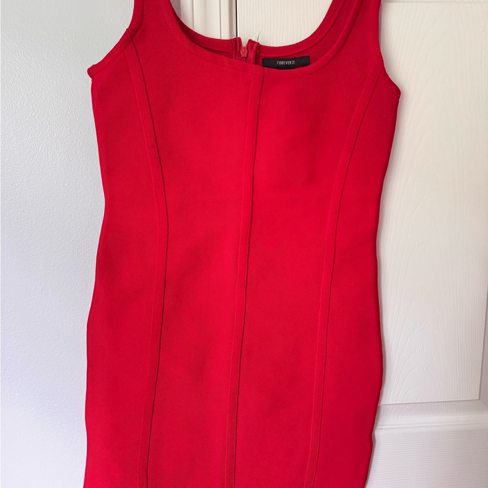 Forever 21 Red Sleeveless Sheath Dress Med